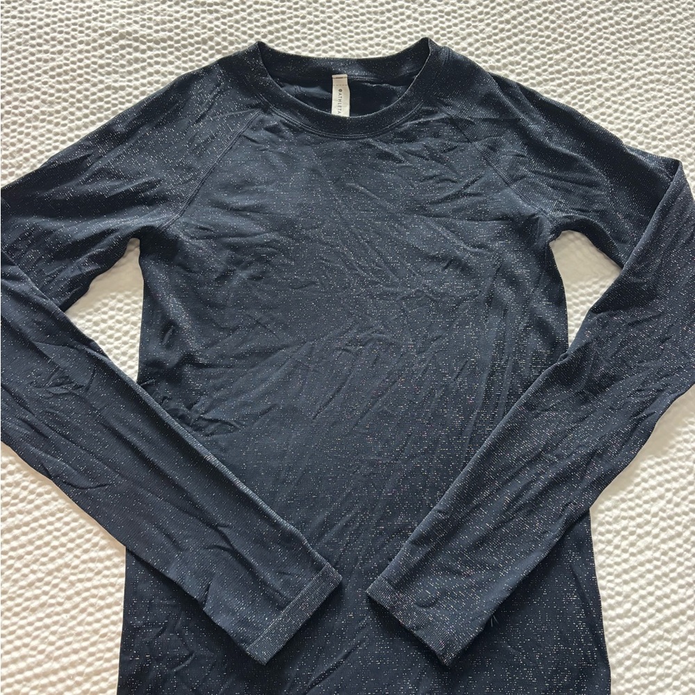 Athleta Navy Sparkle Long Sleeve Top